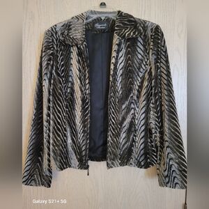 NWOT Vintage Designer GIANCARLO FERRARI Faux Fur Chinchilla Jacket Sz M